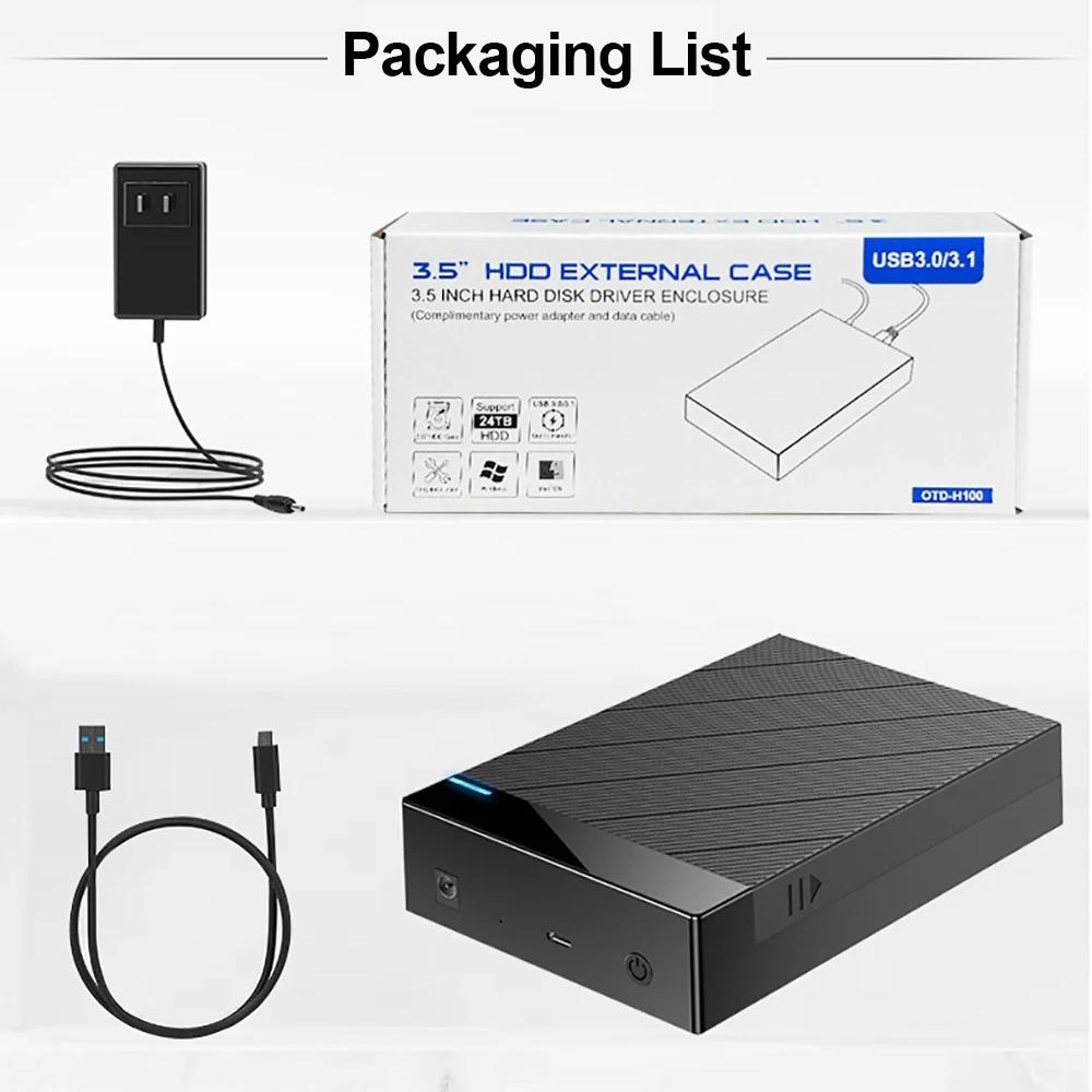 2.5/3.5 Inch HDD Case USB 3.0 To SATA External Hard Drive Support 12TB Hard Drive Enclosure 5Gbps High Speed Adapter for PC Lapop