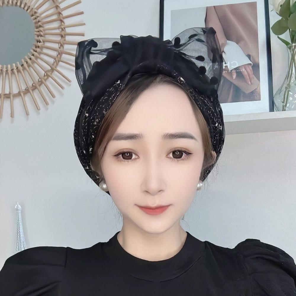 Cover White Hair Headband Cap Lace Embroider Hair Band Hot Sale Headwrap Women