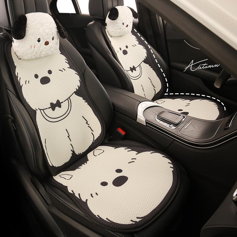 West Highland Cartoon Ladies Car Seat Cushion for Volkswagen Golf, Sagitar, Tayron, and T-Roc - All Seasons.