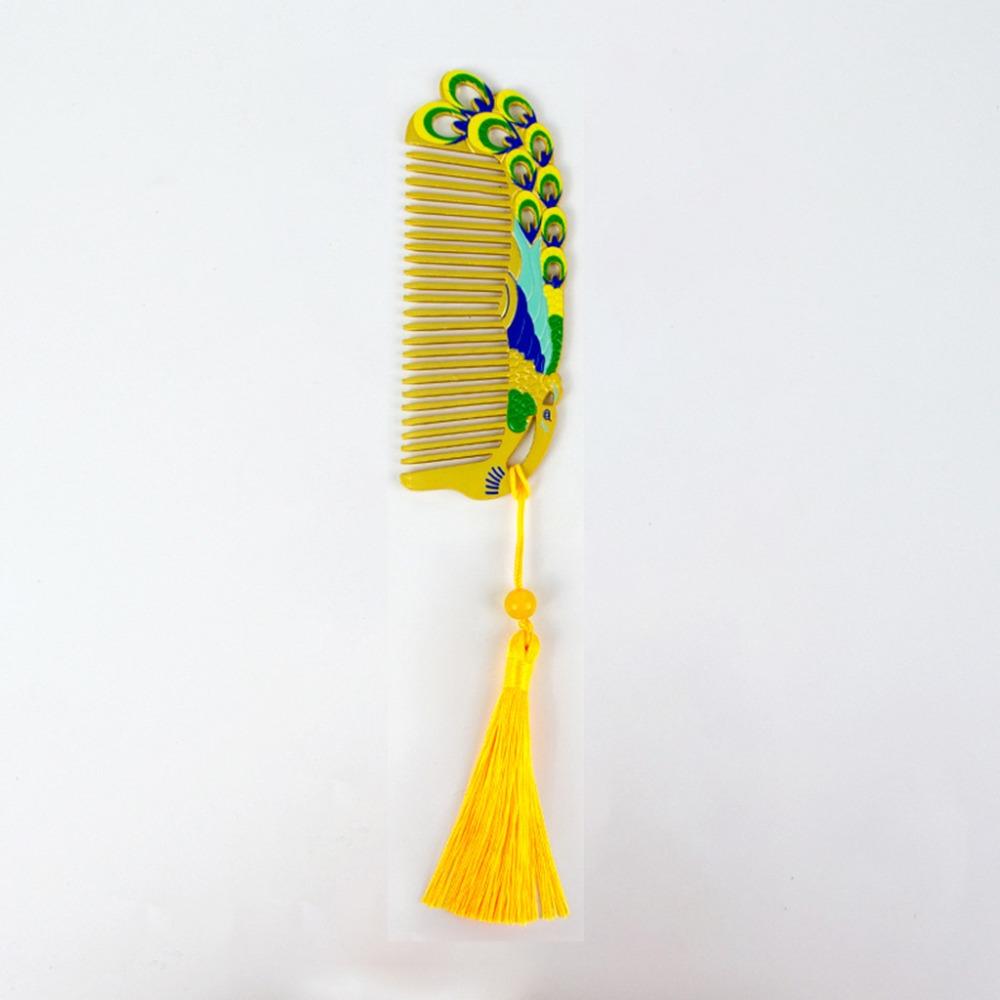 

С кисточкой Антикварная гребень-павлин Милая расческа для прямых волос Подарок для путешествий Расчески с заостренным кончиком Девочки золотой