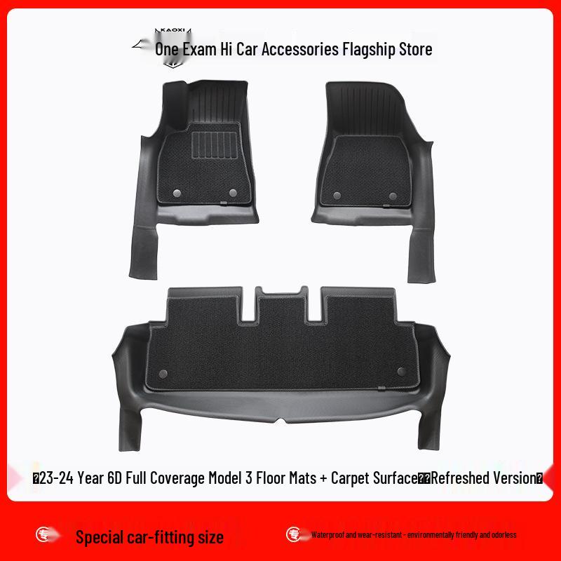 2024 Tesla Model 3 Full Coverage TPE Floor Mats - Front & Rear Trunk Coverage (6D Refresh Edition)