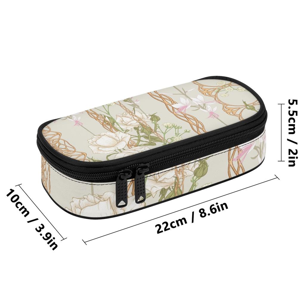 Pencil Bag Neat Design Durable 300D Polyester Easy Open Zipper with Main Compartment Mesh Pocket and Pen Slots for Students