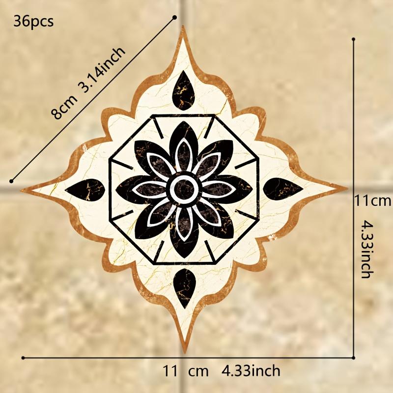 36PCS Bohemian Pattern Tile Diagonal Line Sticker, Self-adhesive Waterproof Living Room Dining Room Kitchen And Bathroom Floor Sticker
