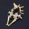 Gold Alloy Sika Deer Brooch with Rhinestone Inlay – Cute Lapel Pin Ornament