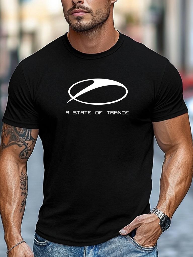 Plus-Size Men'S T-Shirt, Comfortable And Versatile, Perfect for Casual Wear, Featuring a Summer Round-Neck Short T-Shirt with a Men'S A STATE OF TRANC