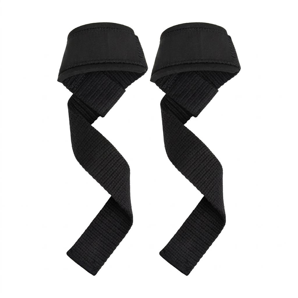 MKAS Sangles de poignet sport rembourrées noires unisexes en polyester pour haltérophilie, salle de sport, fitness, sangles de levage de poignet