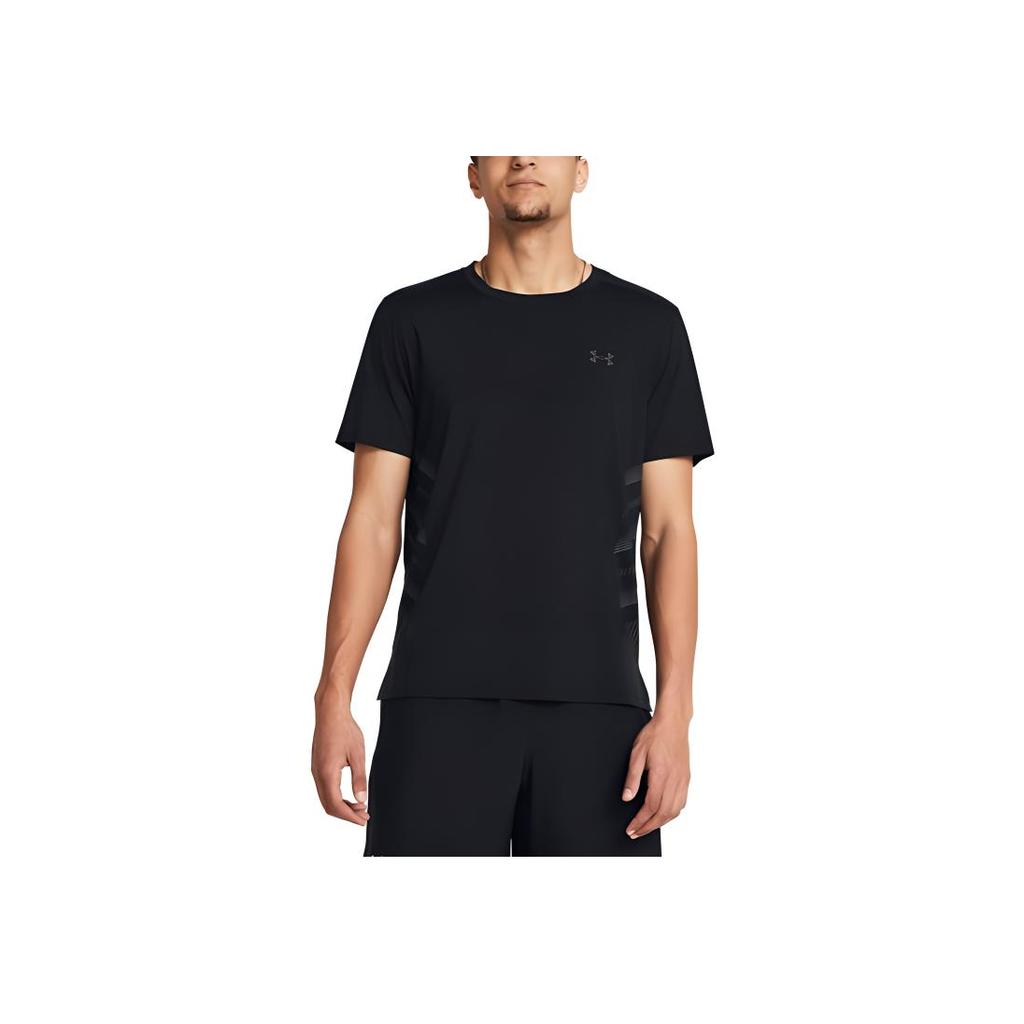 Under Armour Iso-Chill Running Striped Short Sleeve T-Shirt Men Tops Black 1376518-004
