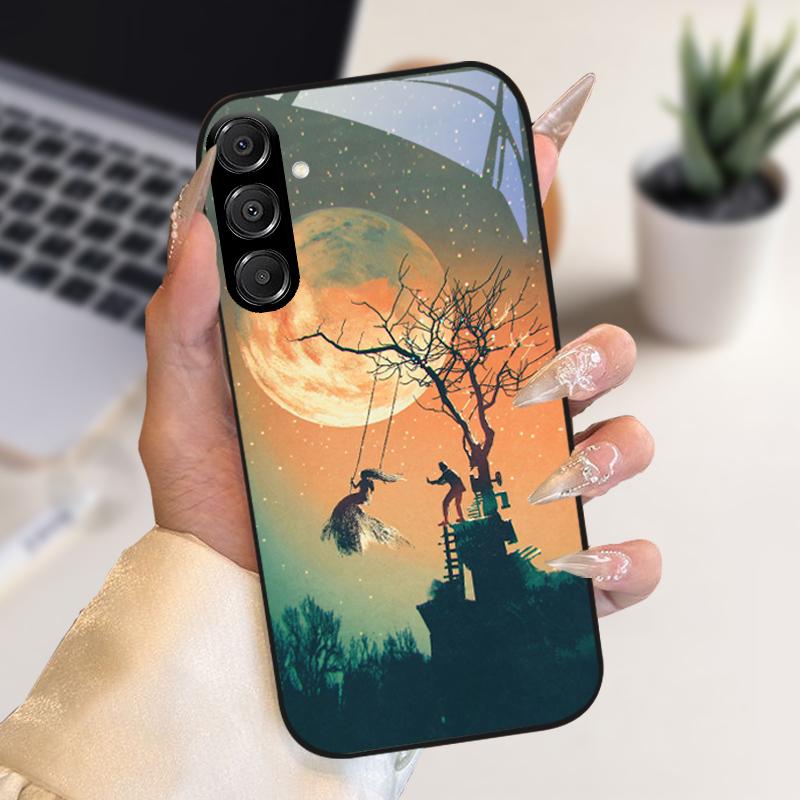 Fashion Coque For Samsung A55 A56 Case A25 A26 Tempered Glass Phone Cover For Galaxy A15 A35 A36 Hard PC Glass Protective Fundas