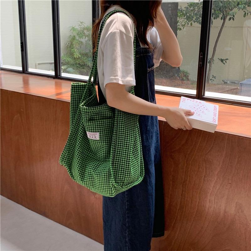 11 autumn and winter new tote bag woolen shoulder canvas bag female student large-capacity cloth bag