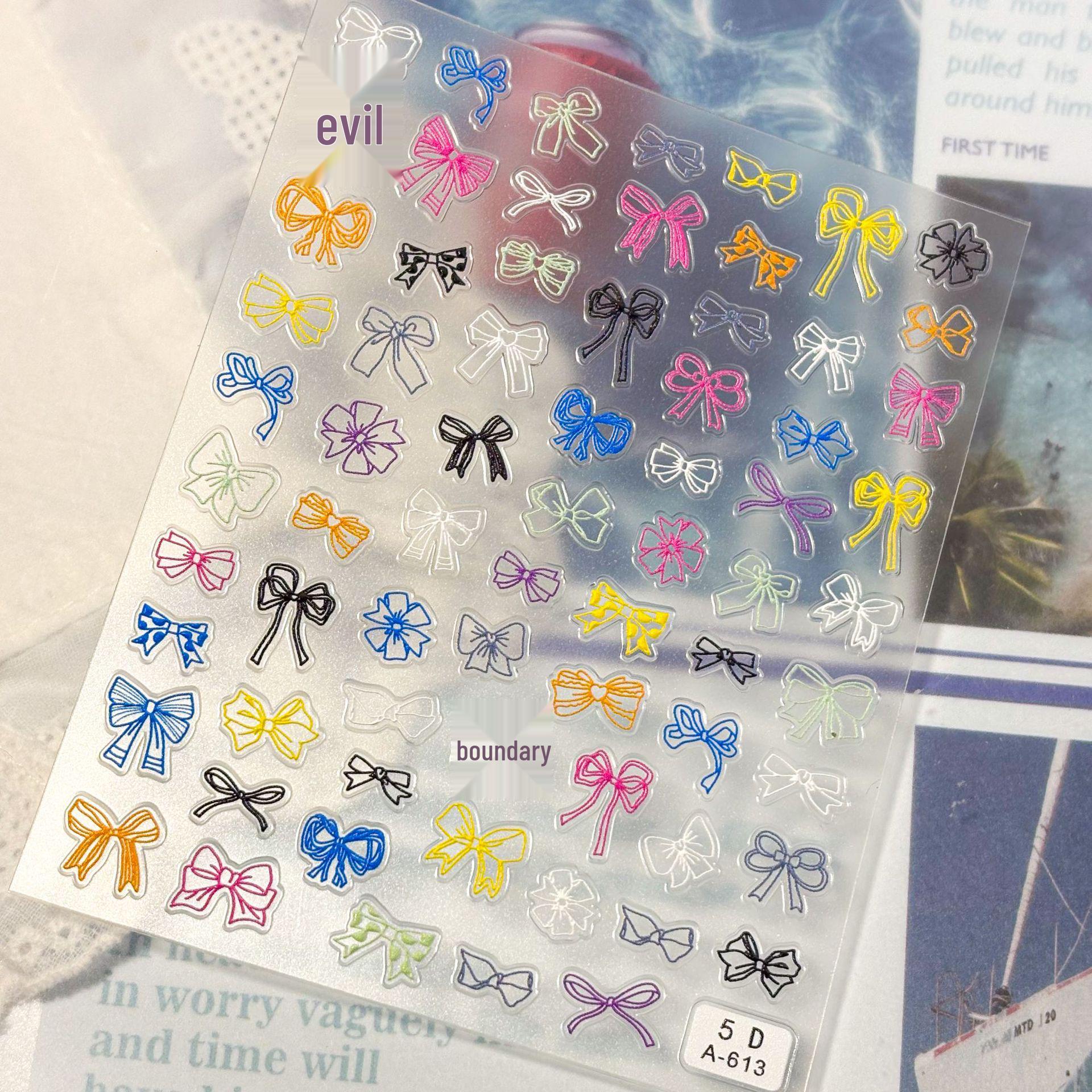 5D Embossed Blue & Pink Butterfly Nail Art Stickers - 3D Japanese Decoration