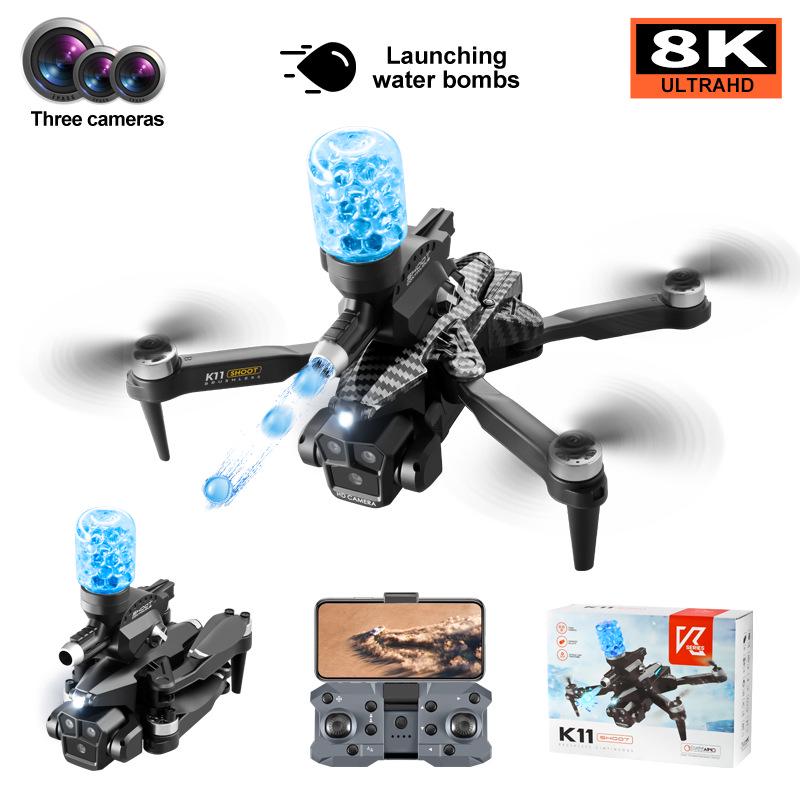 K11Max Drone: Brushless Motor Quadcopter with Triple Cameras, Water Bomb Launch, Remote Control