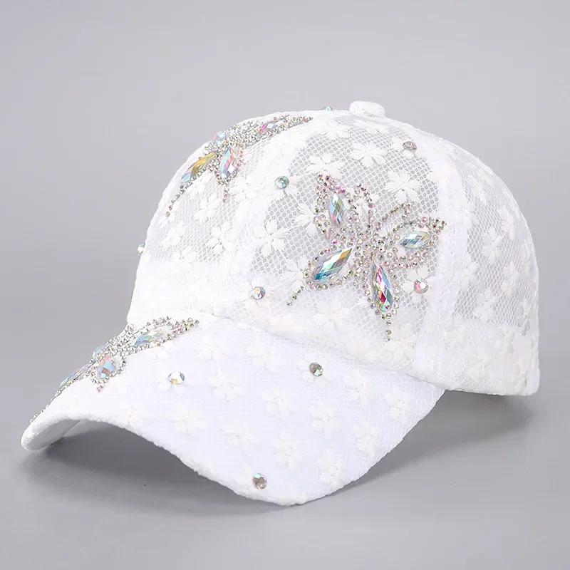 

Women s Washed Denim Baseball Cap Diamond Studded Duckbill Hat Summer Sun Protection Adjustable Strap Outdoor Travel Adjustable& 8Y