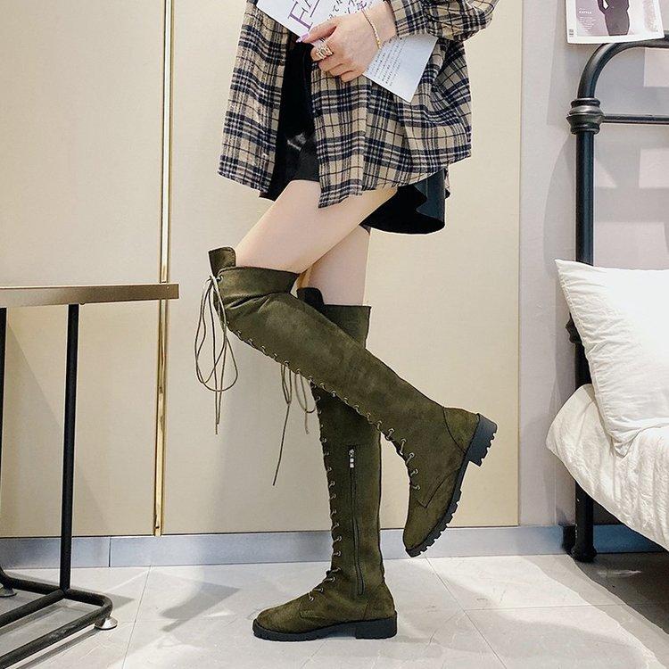 New Sexy Lace-Up Women s Over The Knee Boots Suede Thigh High Boots Rome Low Heels Gothic Shoes Fashion Women Shoes Plus Size 43 34 зелёный 3750₽