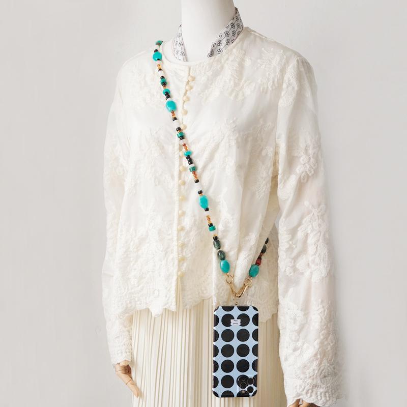 New Phone Accessory Long Cellphone Chain Anti Lost Universal Beaded Shoulder Neck Crossbody Phone Strap Phone Case Holder Chain