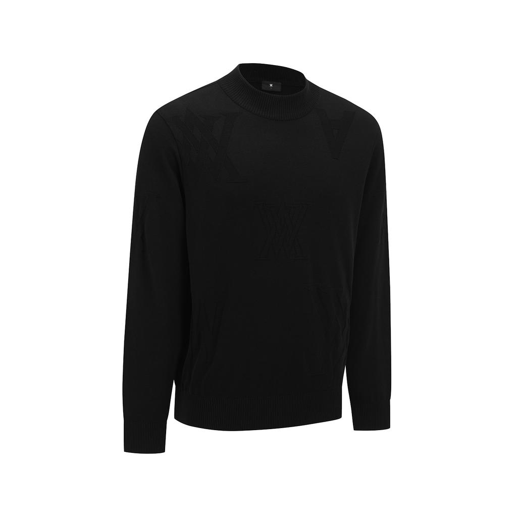 ANEW GOLF Men Logo Pattern Turtleneck Sweater_Bk