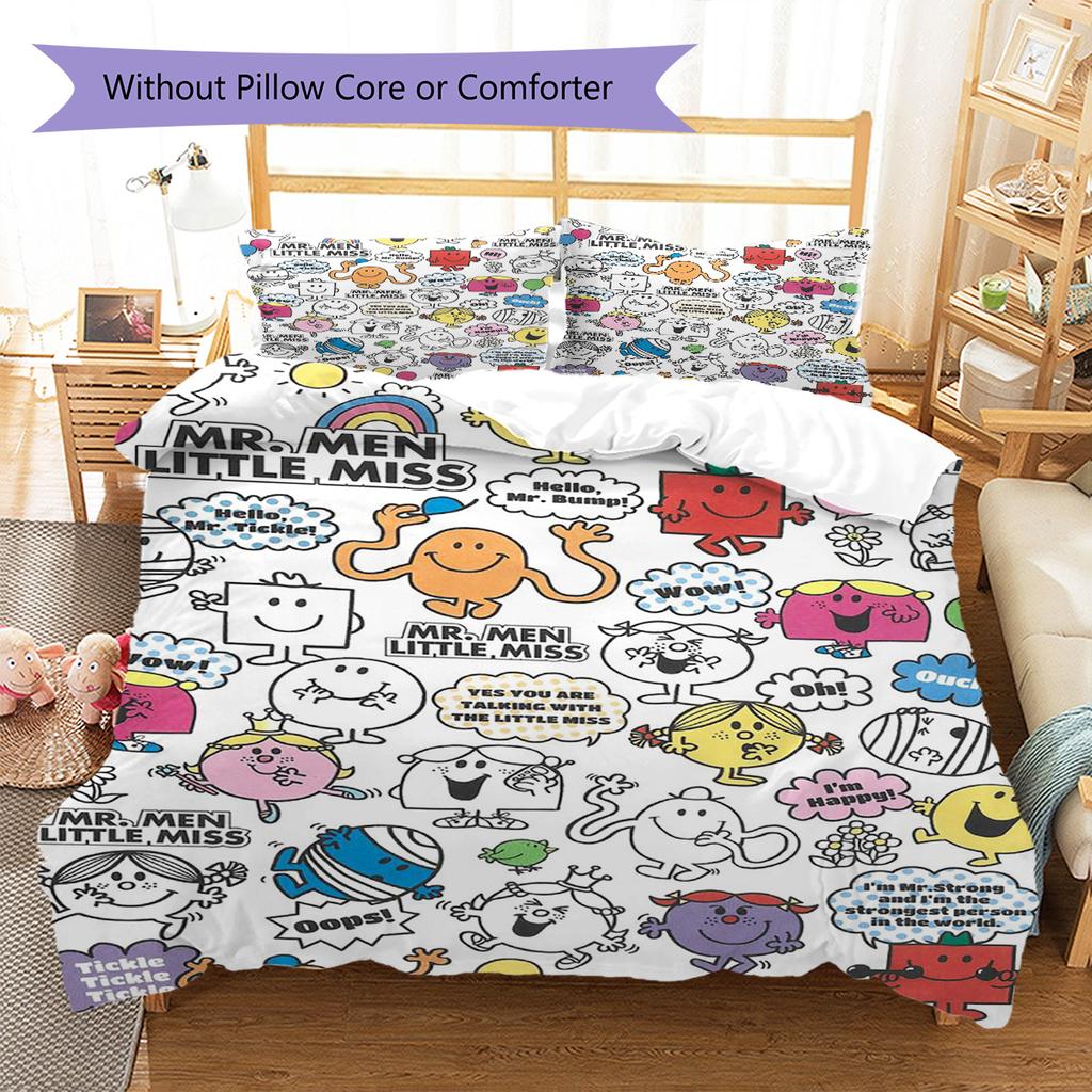 Herr. Herren Little Miss Muster Bettwäsche, Steppbett Set Bettbezug Kissenbezug Haus Geburtstag Geschenk (1 Bettbezug + 2 Kissenbezüge, ohne Füllung)