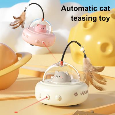Elektrischer Katzenspielzeugstab, wiederaufladbar über USB, automatisch bewegliches Katzenspielzeug, interaktiver bewegungsaktivierter Federstab mit Licht für gelangweilte erwachsene Katzen