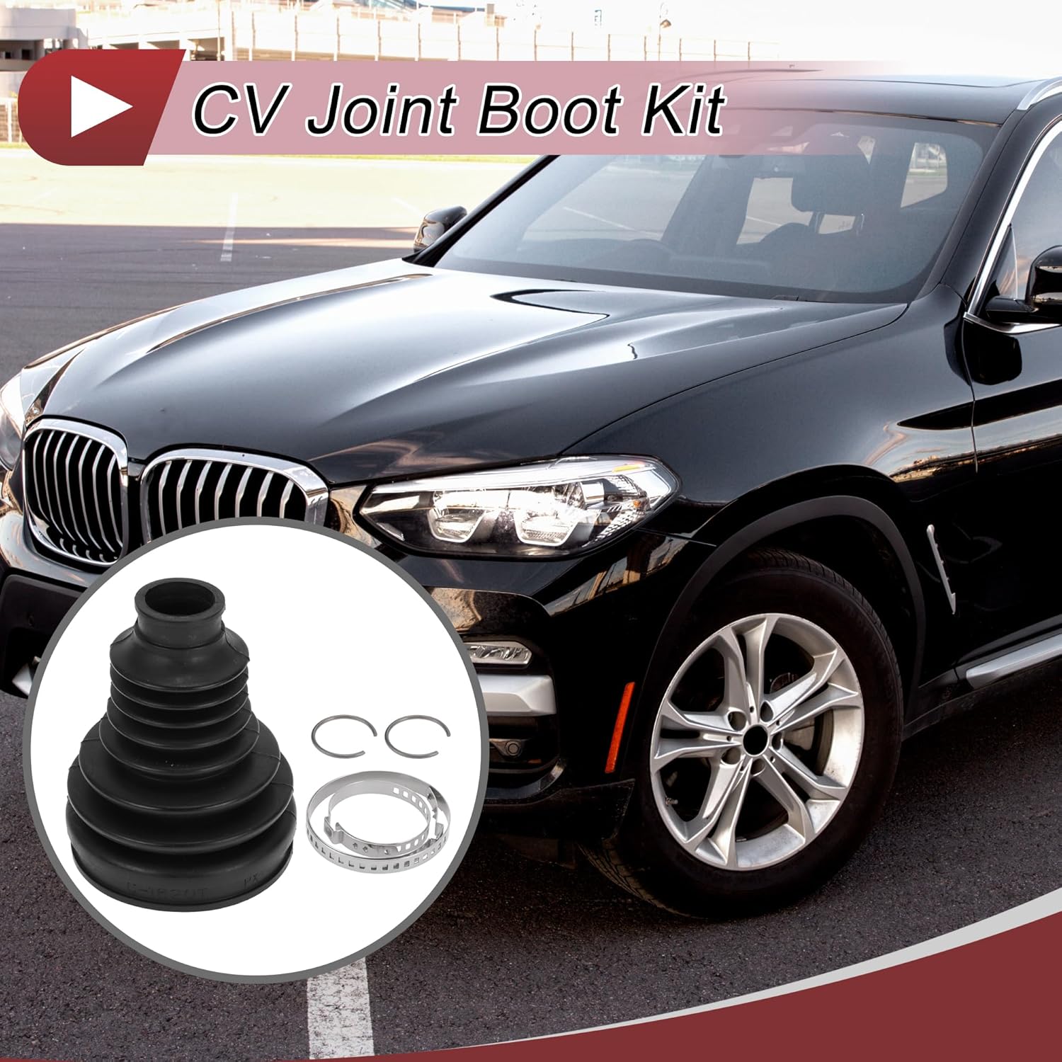 

1 Set CV Joint Boot Kit for BMW 320i 2013-2018 for BMW 328i 2007-2016 Inner Constant Velocity Joint Boot W/Clamps No.31607570270 Black Rubber