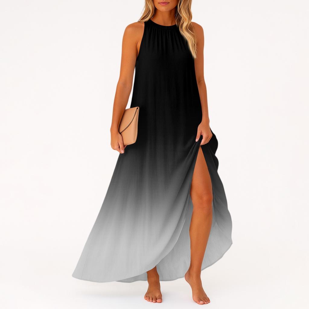 Women's Casual And Fashionable Round-neck  Sleeveless  Mid Length Dress