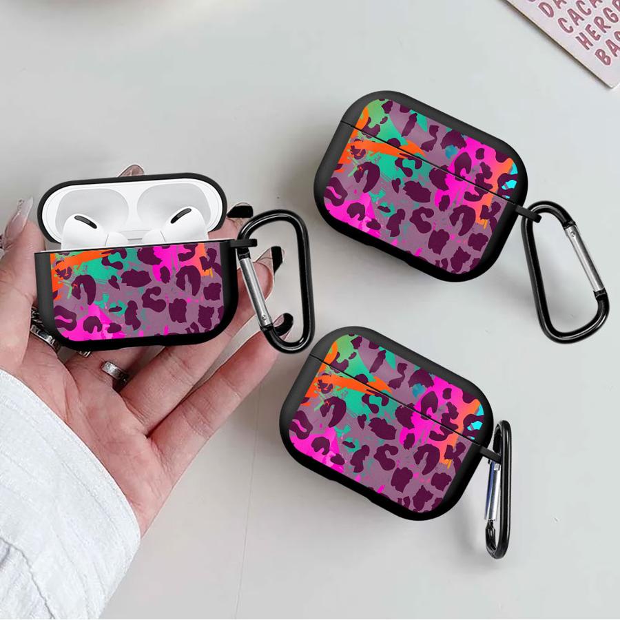 Purple Leopard Print Earphone Cases Cover Case For Airpods 2 1 Pro2 Pro3 3 4 Pro