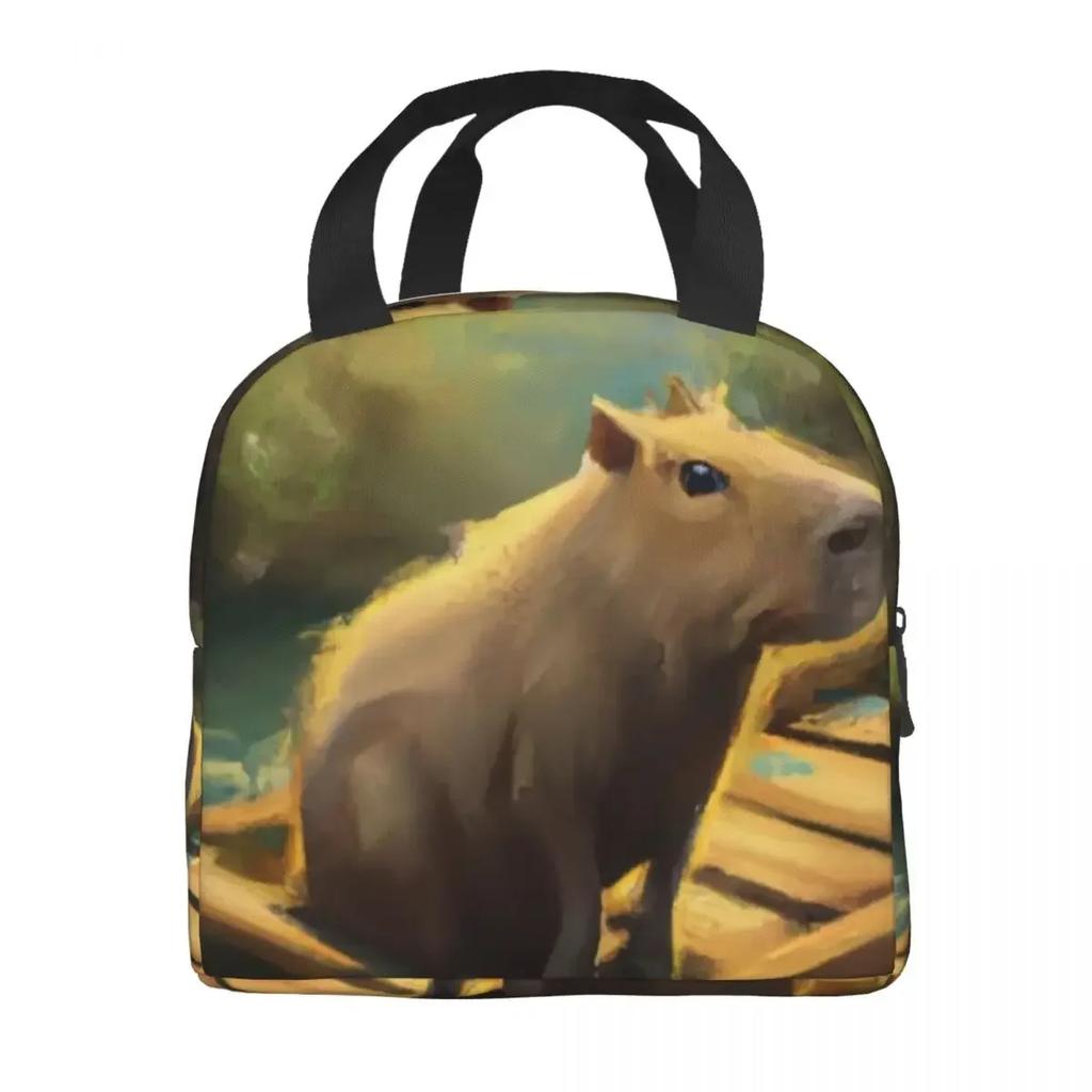 Custom Cartoon Capybara Lunch Bag Women Thermal Cooler Insulated Lunch Box for Adult Office