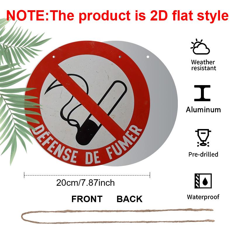2D Flat, 1pc Round Aluminum Defense de Fumer No Smoking Sign, Red & White High Visibility Design, Waterproof & Durable, Easy to Install, Perfect for