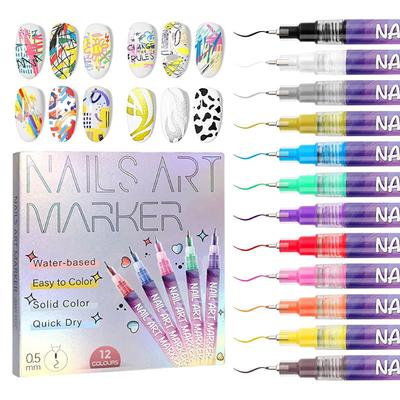 12 Stück/Set Nagel Acryl Stift Wasserdicht und Schnelltrocknend Künstlerisches Graffiti DIY Beauty Nagelwerkzeuge Nagelkunst Graffiti Stift