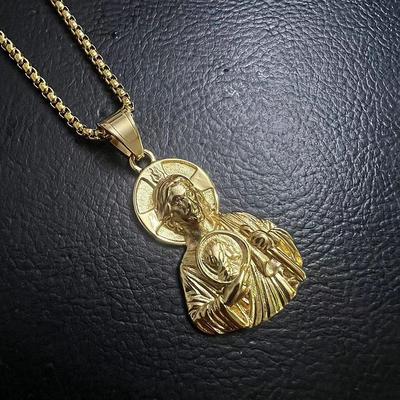 Vintage Hip Hop 316 Stainless Steel St. Jude Bust Pendant Necklace for Men Casual Daily Wear with Pieces Jewellery