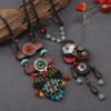 Colier cu ciucuri în stil etnic vintage, pandantiv lung din lemn de calcedonie țesut pentru femei, temperament artistic, accesorii pentru lanț de pulover