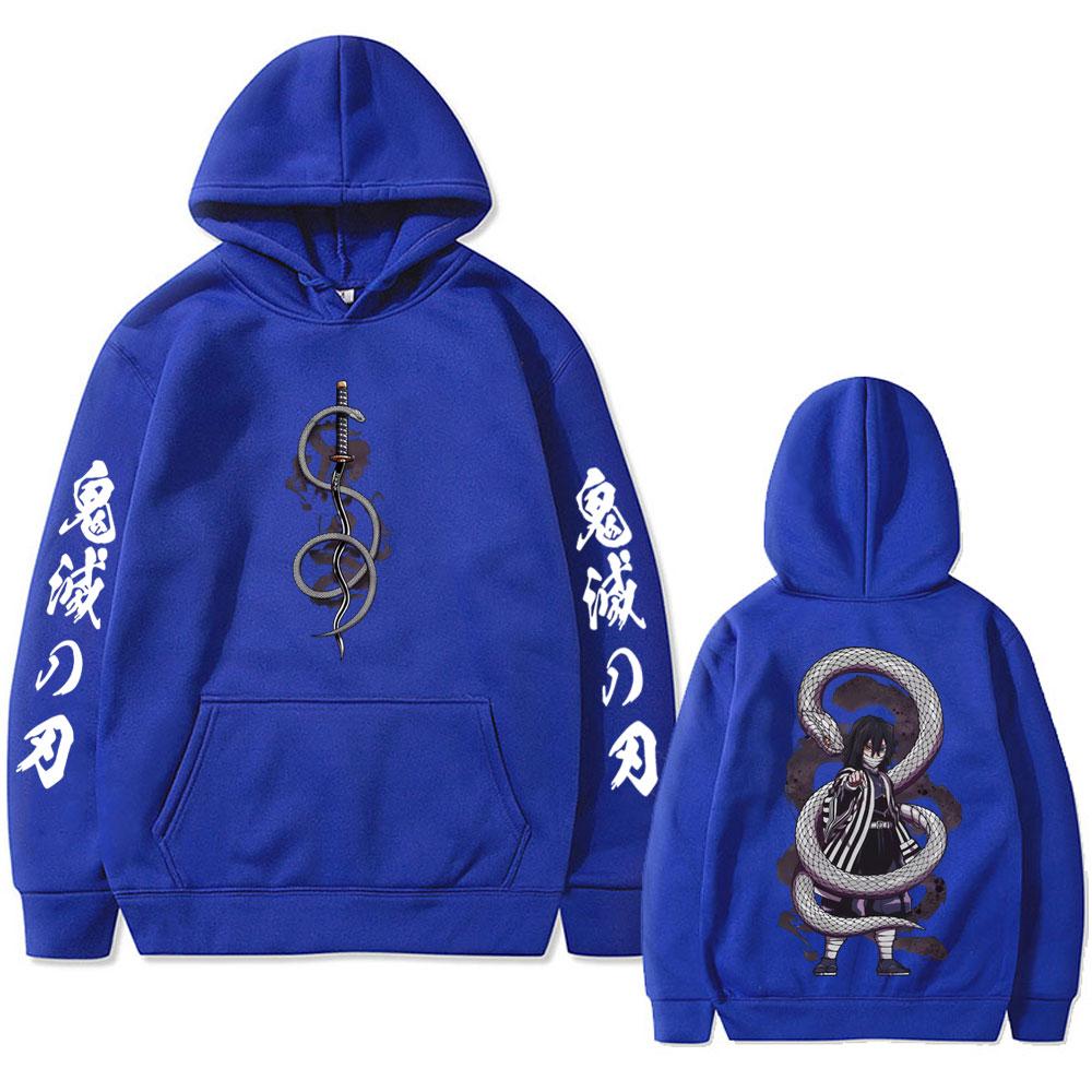 Anime Demon Slayer Serpent Hashira Iguro Obanai Hoodie Men Women Clothing Oversized Hoodies Man Vintage Hooded Tracksuit