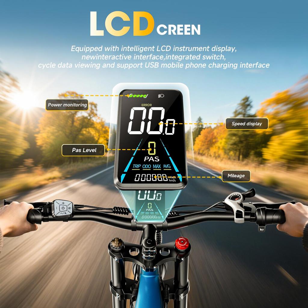PULUMA PE86 Electric Bike, 500W Motor, 48V 20Ah Battery, 26 X 3.0 Inch Tires, 150 Km Range