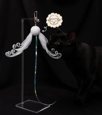 Cat Toy with Feathers, Rotating Windmill, Cat Toy, Natural Feathers, Durable Fishing Rod with Wire and Wooden Handle, Perfect for Solo Play,