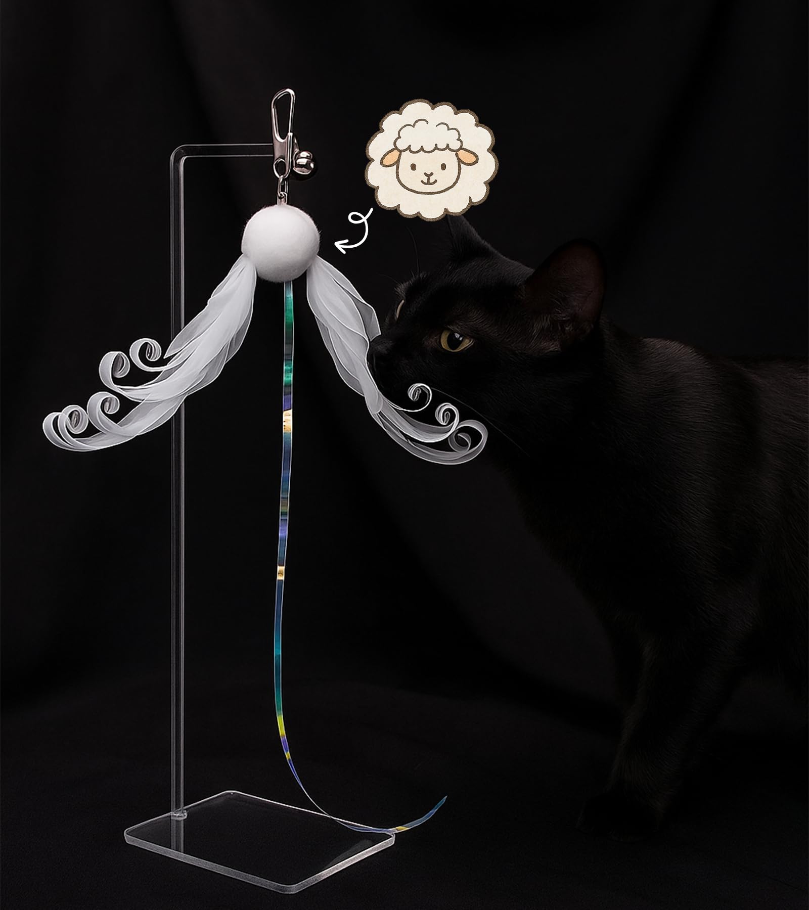 

HOLYCAT Cat Toy with Feathers, Rotating Windmill, Cat Toy, Natural Feathers, Durable Fishing Rod with Wire and Wooden Handle, Perfect for Solo Play,