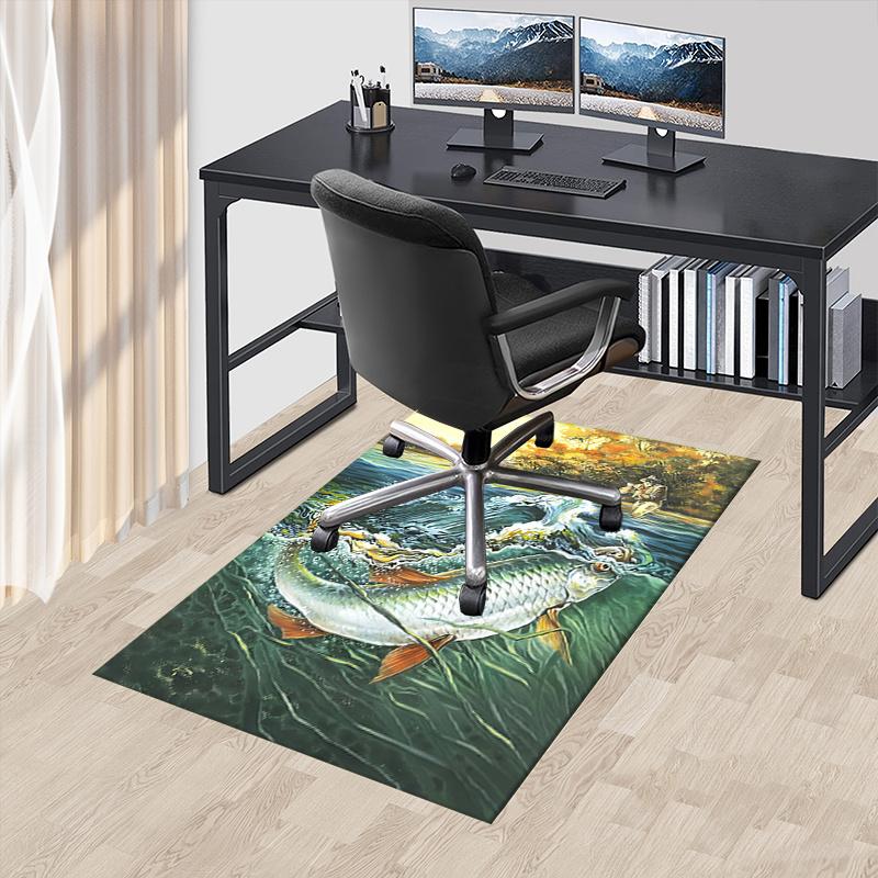 

Fishing Enthusiast Theme Office Carpet Chair Mat Large Desk Mat for Home Decor, Office Rug, Gift Idea for Any Room Including Bedroom and Living Room 60cm by 90cm