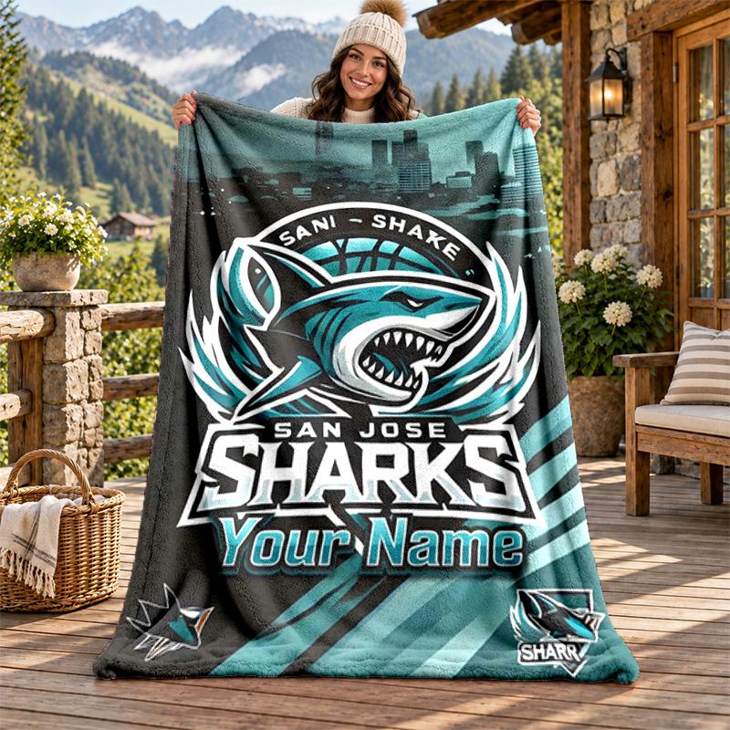 Cronulla Sharks Individueller Name Flanelldecke Personalisierte Weiche Warme Plüschdecke Personalisierte Geschenkidee für Familie Freunde