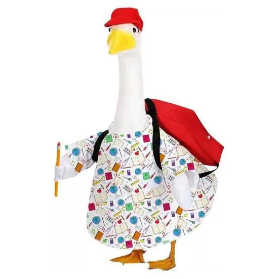 4 Pcs/Set Porch Goose Outfits Back to School Yard Goose Statue Clothes Lawn Goose Costume for 23" Statue Patio Lawn Garden Decoration