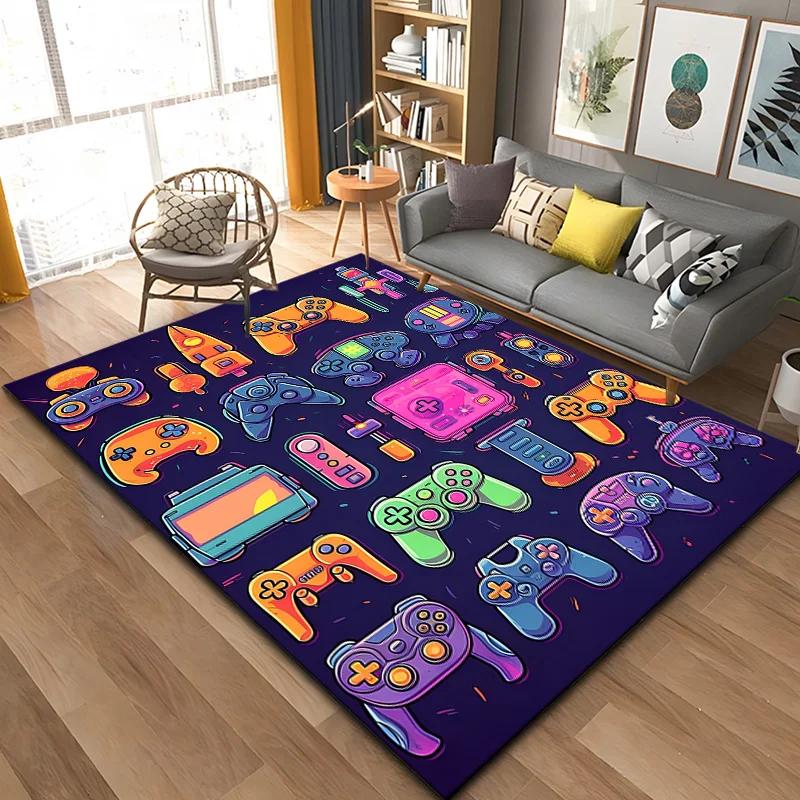 3D 80er Jahre Gamer Controller Bereichsteppich Groß, Teppich für Wohnzimmer Schlafzimmer Küchendekoration, Teppiche für Schlafzimmermatte Zuhause