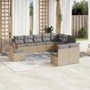 Vidaxl 10-Cz. Set di Mobili da Giardino con Cuscini, Beige, Polyrattan