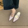 Fashion Female Shoes Ladies' Slippers Flock Cover Toe Luxury Slides Butterfly-Knot 2025 Designer Pointed Butterfly-knot Mary Janes