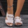 Slope Heel Fashion Metal Ring Casual Slippers Thick Bottom Non-Slip Comfortable Shoes Women Flip Flops Zapatos Mujer Slides