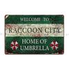 Welcome To Raccoon City Metal Sign PaintingVintage Wall Decor Funny Design Tin Sign Poster