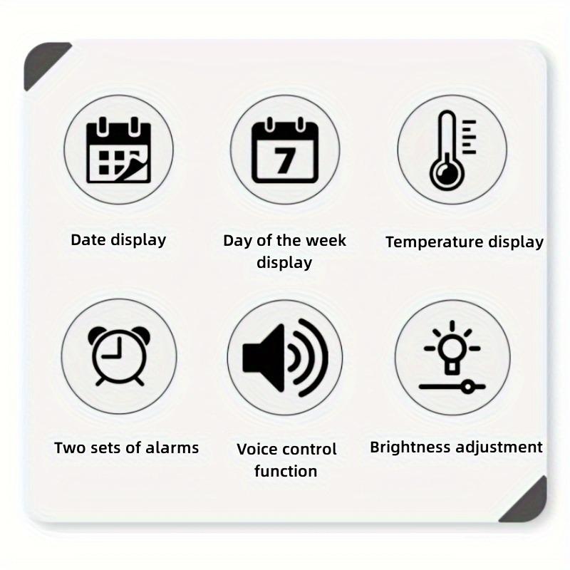 Large USB Digital Wall Clock Temperature Display Electronic Voice Control Alarm Clock Home Decoration--Battery Is Excluded