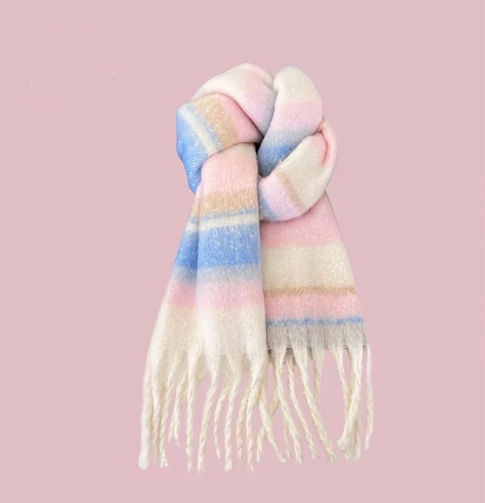 Plaid Korean-Style Women's Winter Scarf - Warm Imitation Cashmere Snood
