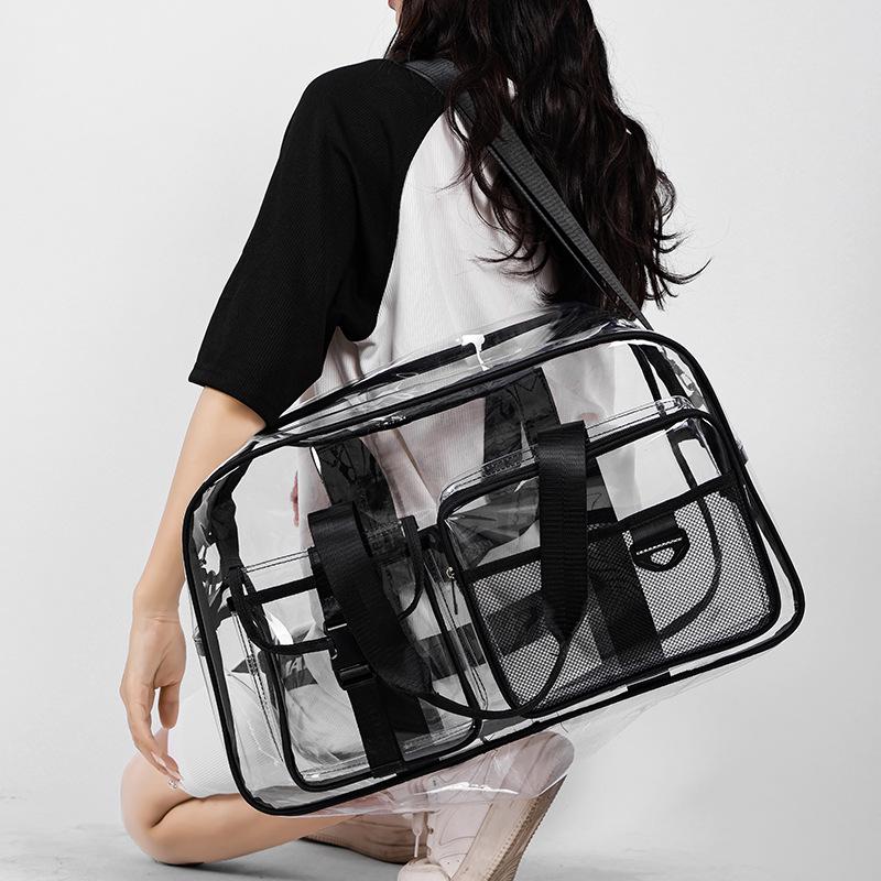 Korean Style Transparent Travel Bag - Large Capacity Water-Repellent Gym and Beach Tote