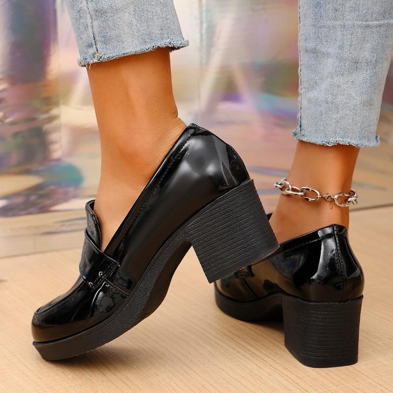Fashion Women's Fashion Thick Heel Shoes Spring New Round Head Hollow Waterproof Anti-slip Wear-resistant High Heels