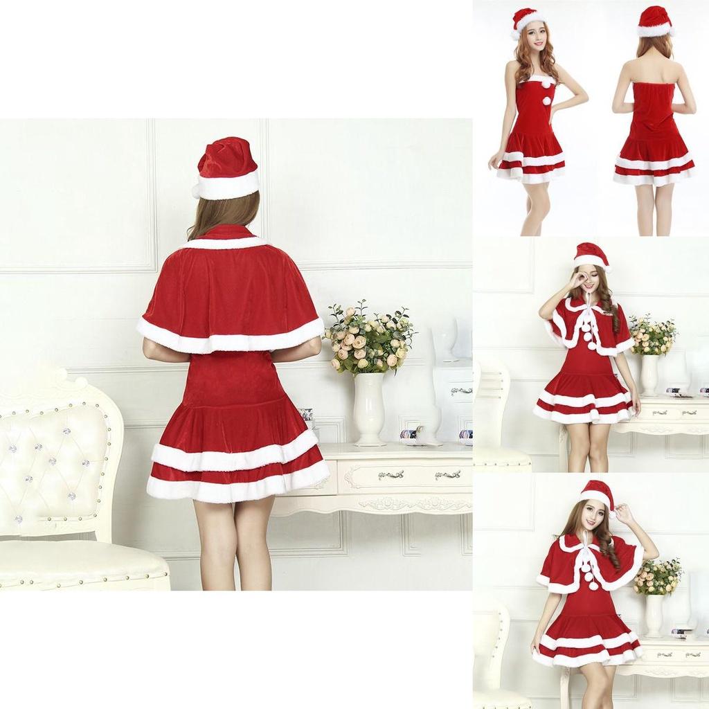 Deluxe Christmas Santa Claus Adult Female Performance Skirt Set