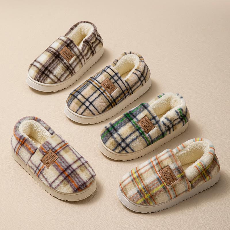 Shi Home Cotton Shoes Bag and Winter Indoor Household Warm Shoes Couple Platform Comfortable Fleece Shoes