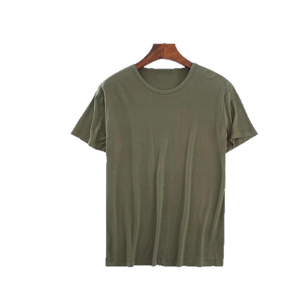 Korean Style Men's Bamboo Fiber Modal T-Shirt - Solid Color, Round Neck, Half Sleeve