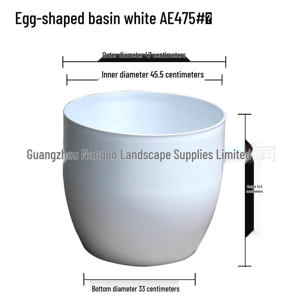 Egg-Shaped Resin Flower Pot - Large White/Black for Indoor Plants