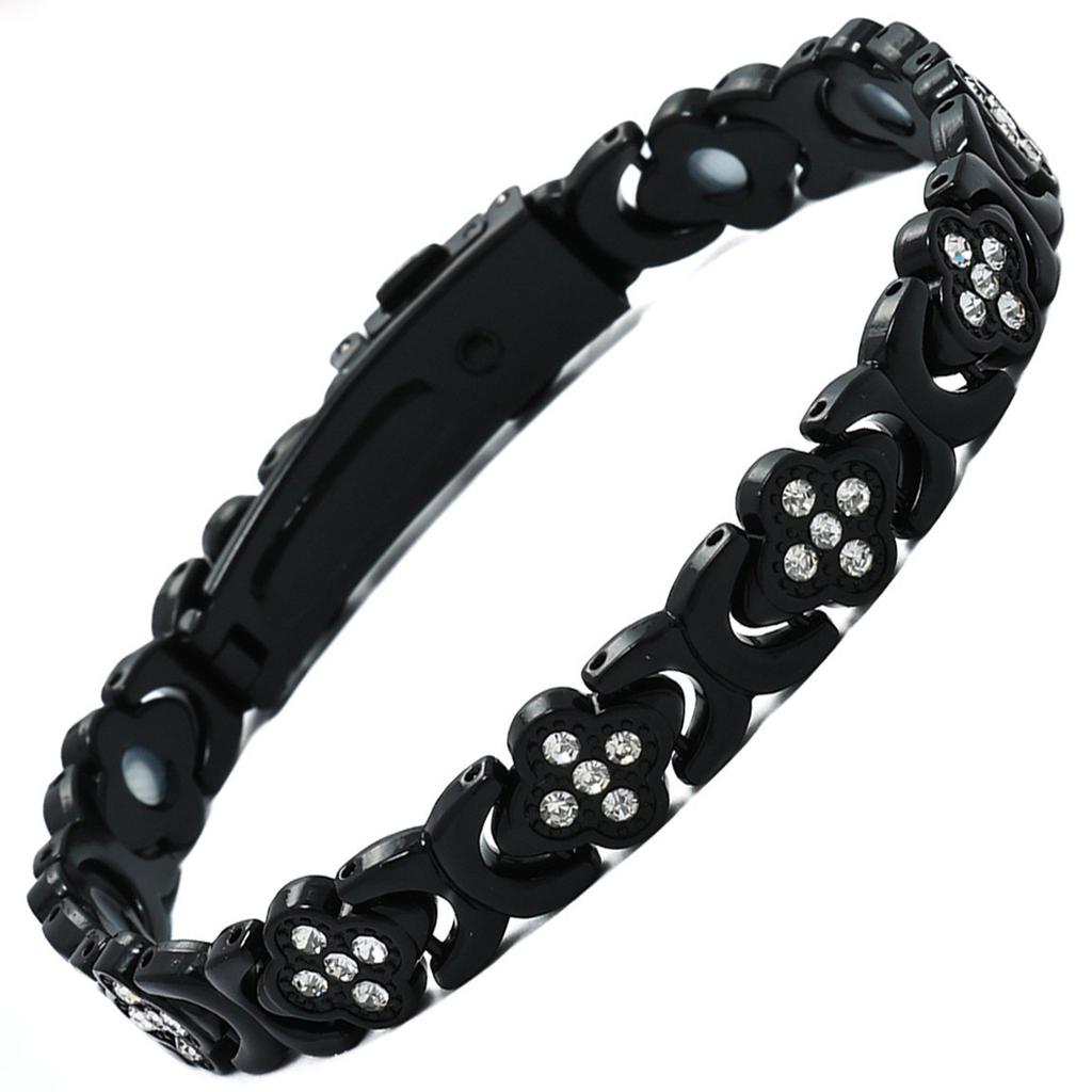 Ladies Detachable Energy Magnetic Bracelet Eco Friendly Rhinestone Adjustable Bangle